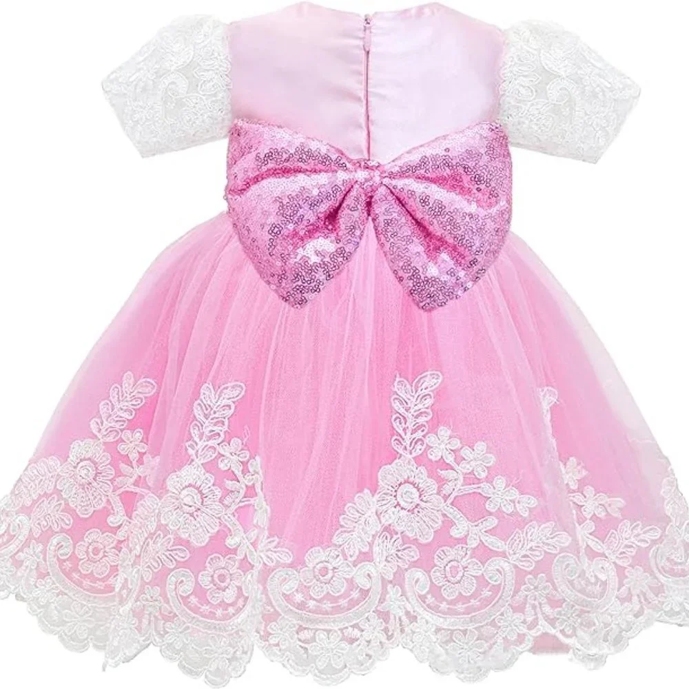 NWT Beautiful Sparkling Sequin Bow Baby Dress Christmas Flower Girl Page…
